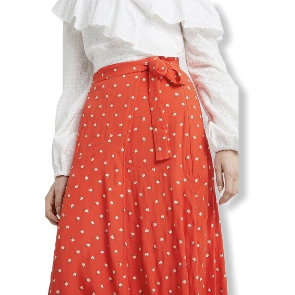 PERSEVERANCE LONDON Red Floral Hi-low Wrap 6 new - Picture 4 of 11